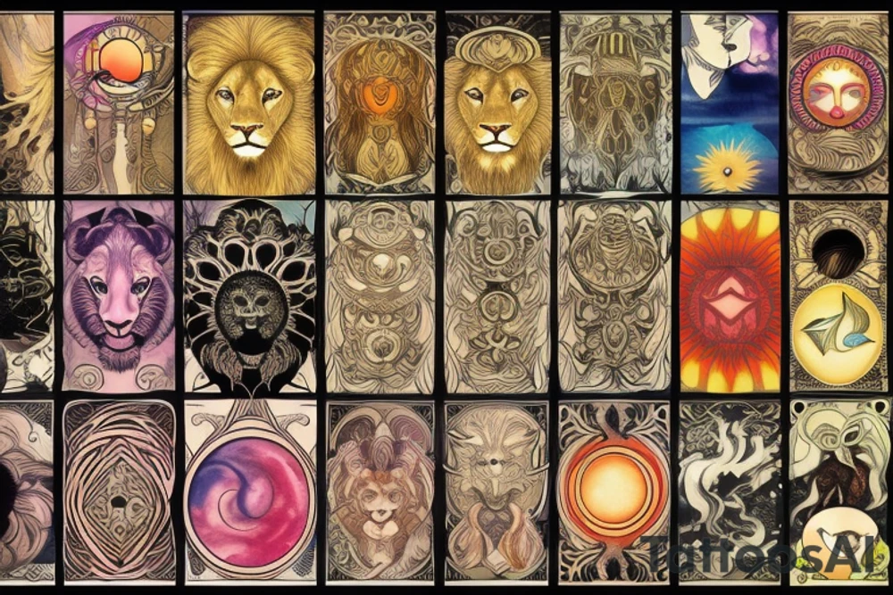 Lion with a sun tattoo idea