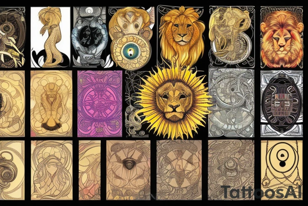 Lion with a sun tattoo idea