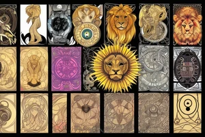 Lion with a sun tattoo idea