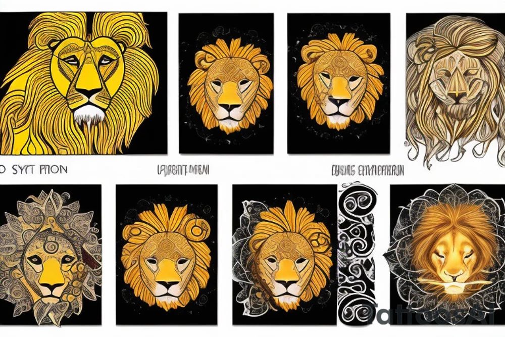 Lion with a sun tattoo idea
