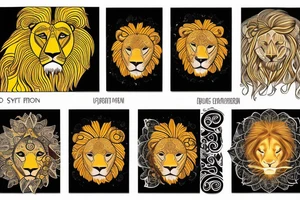 Lion with a sun tattoo idea
