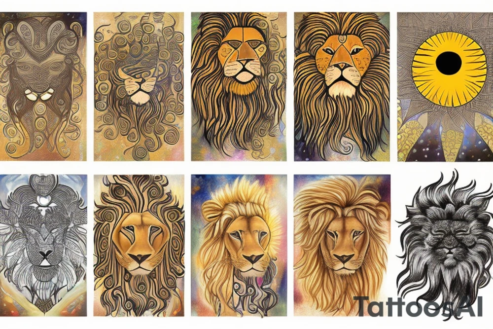 Lion with a sun tattoo idea