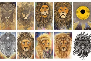 Lion with a sun tattoo idea