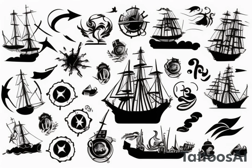 Spanish ship on fire tattoo idea