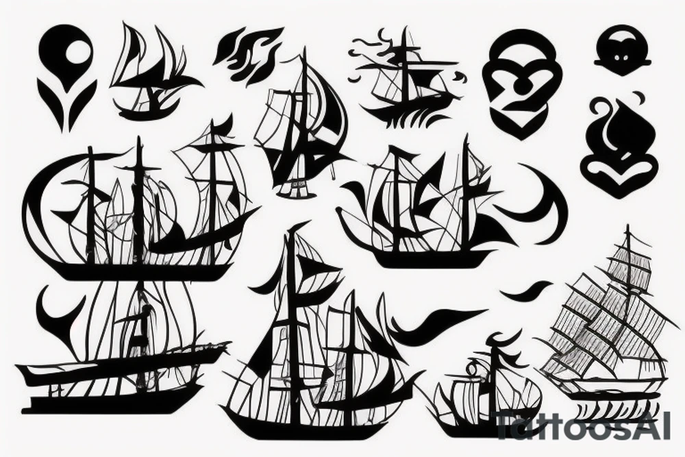 Burning ship tattoo idea