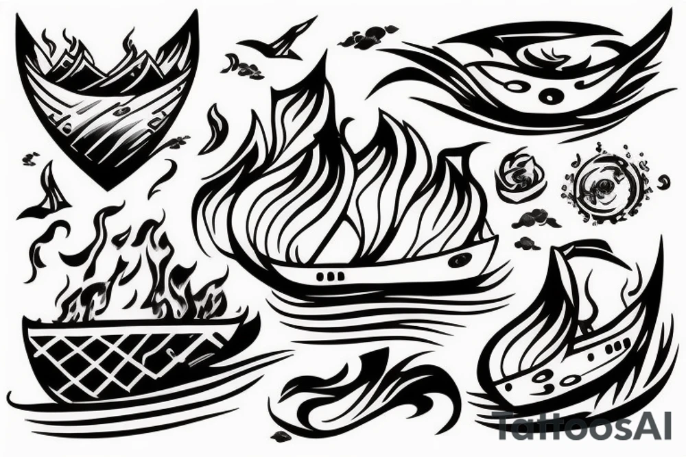 Burning ship tattoo idea
