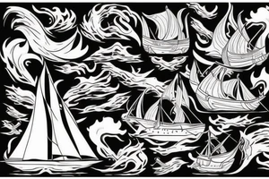 Burning ship tattoo idea