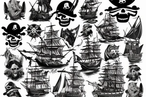 Pirate ship on fire tattoo idea