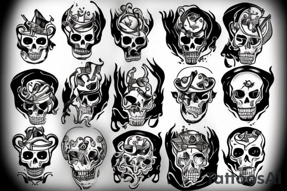 Pirate ship on fire tattoo idea