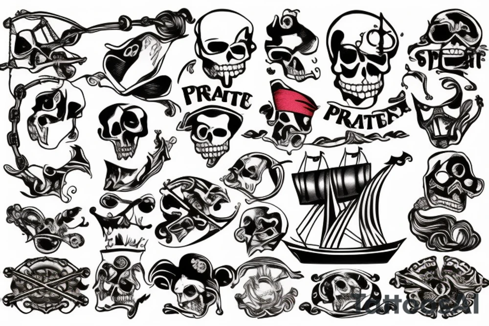 Pirate ship on fire tattoo idea