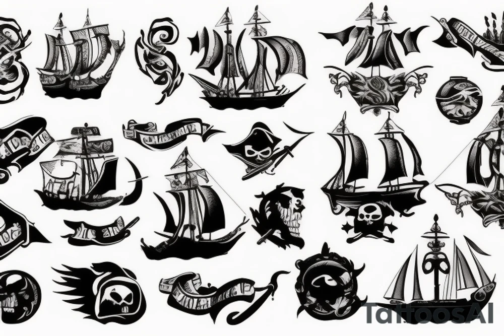 Pirate ship on fire tattoo idea