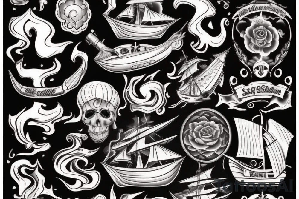 Spanish ship on fire tattoo idea