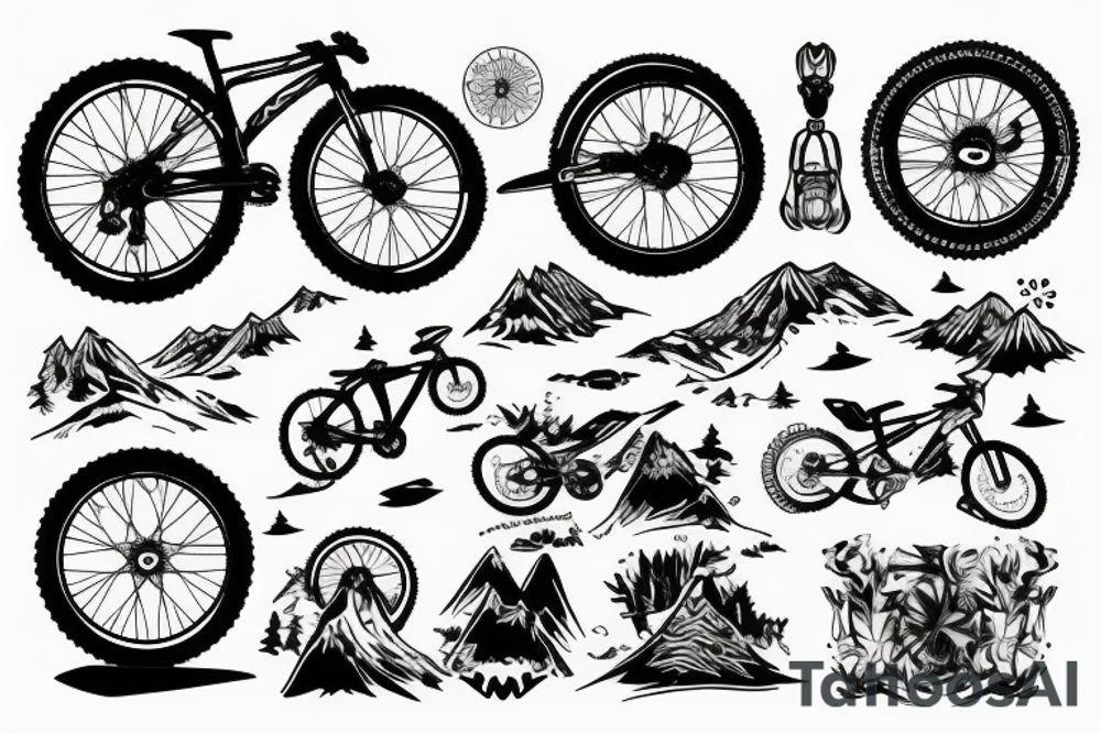 Mountain bike with mountains tattoo idea