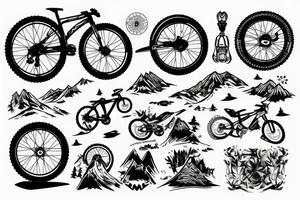 Mountain bike with mountains tattoo idea