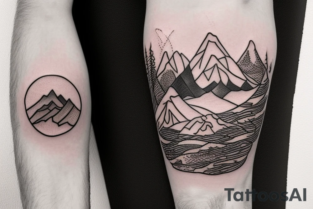 Mountain bike with mountains tattoo idea