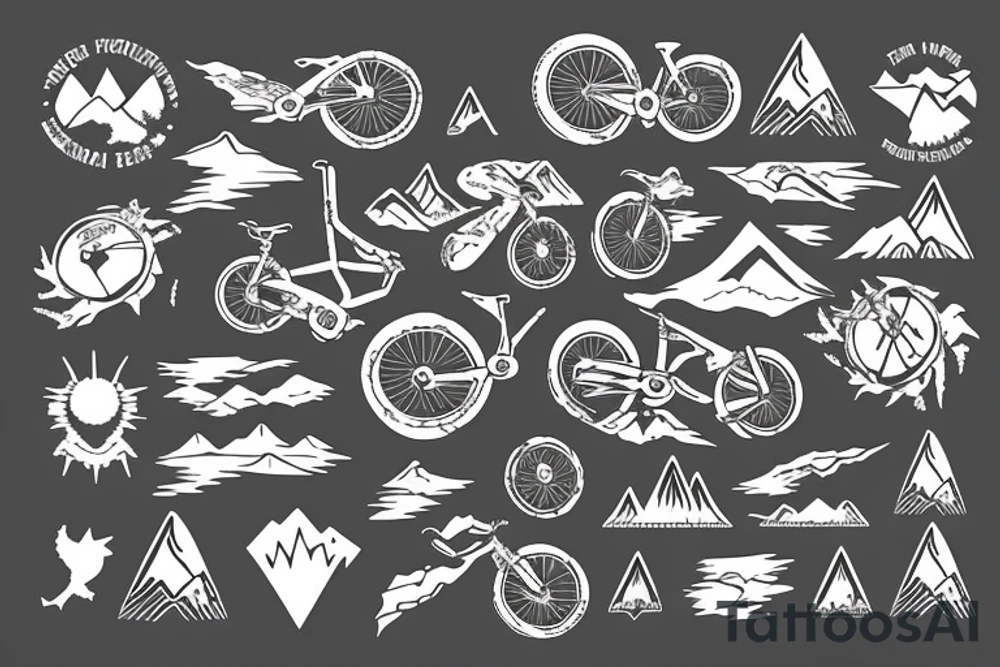 Mountain bike with mountains tattoo idea