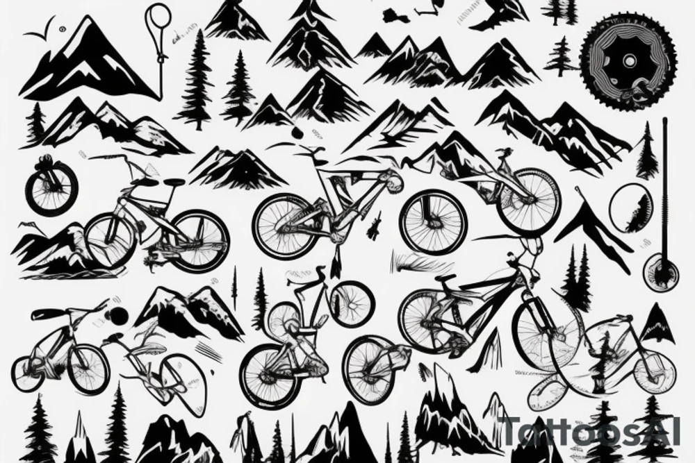 Mountain bike with mountains tattoo idea