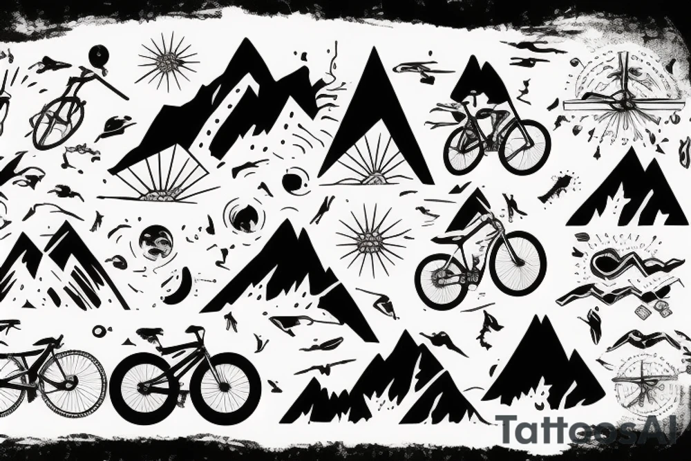 Mountain bike with mountains tattoo idea