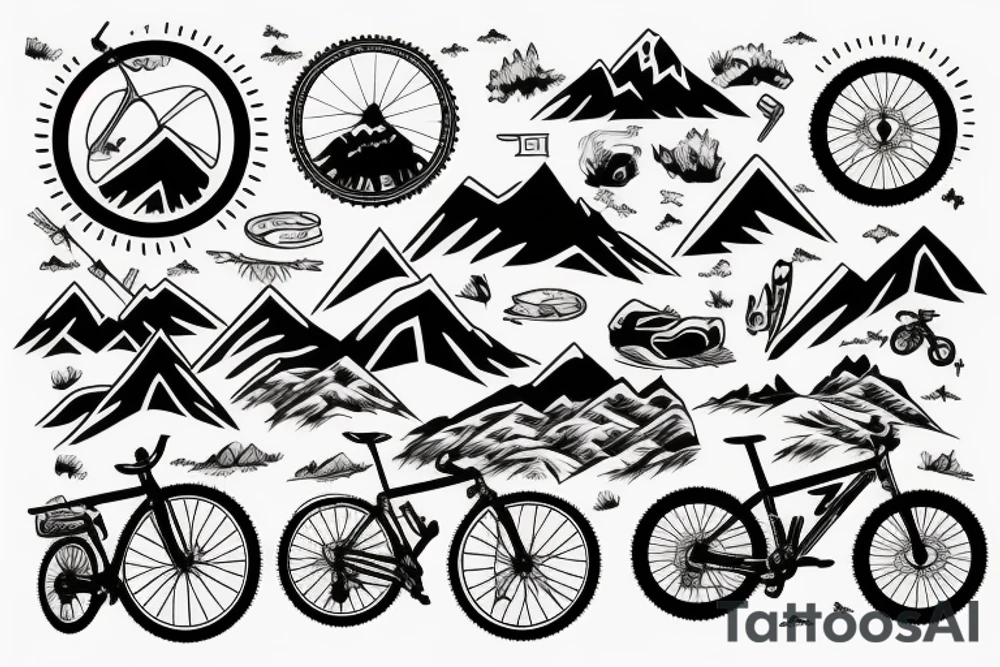 Mountain bike with mountains tattoo idea