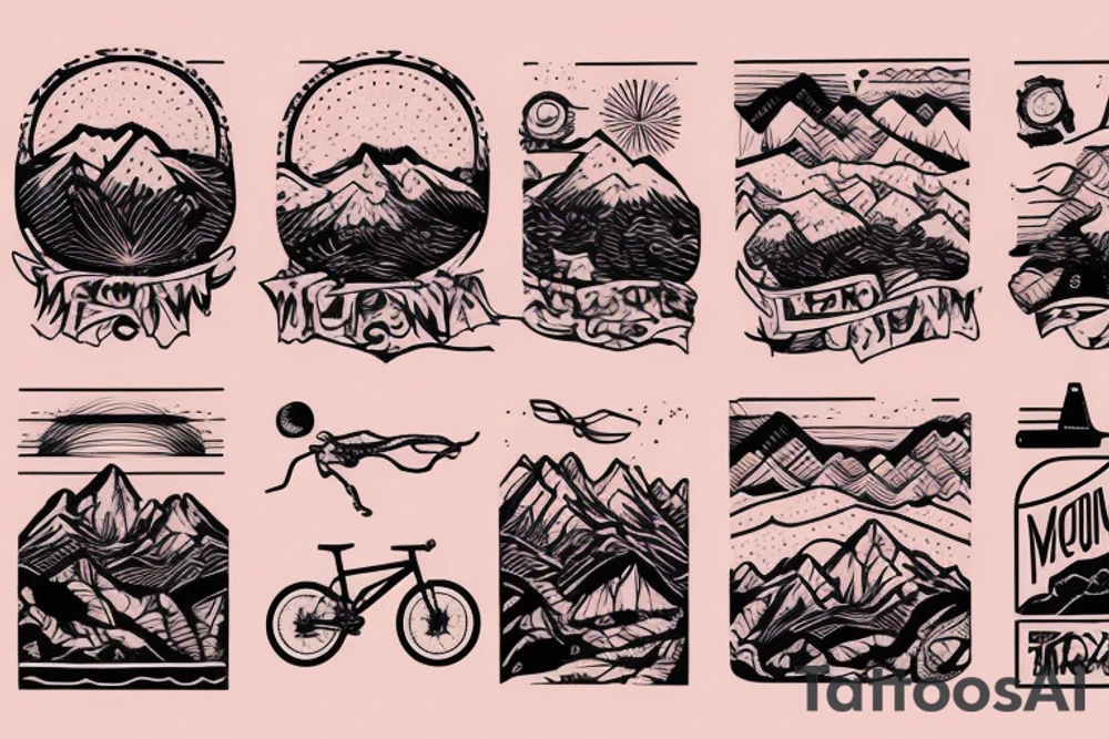 Mountain bike with mountains tattoo idea