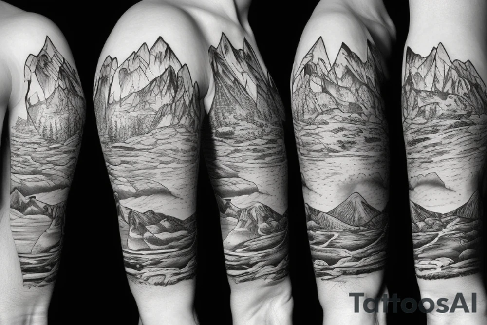 Mountain bike with mountains tattoo idea