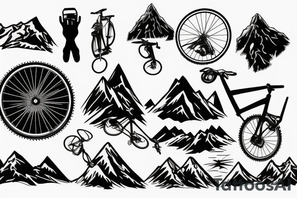 Mountain bike with mountains tattoo idea