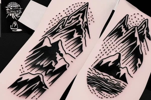 Mountain bike with mountains tattoo idea