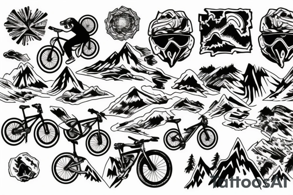 Mountain bike with mountains tattoo idea