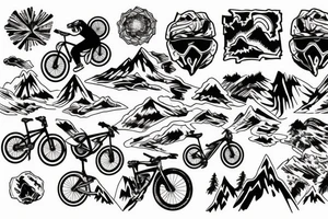 Mountain bike with mountains tattoo idea