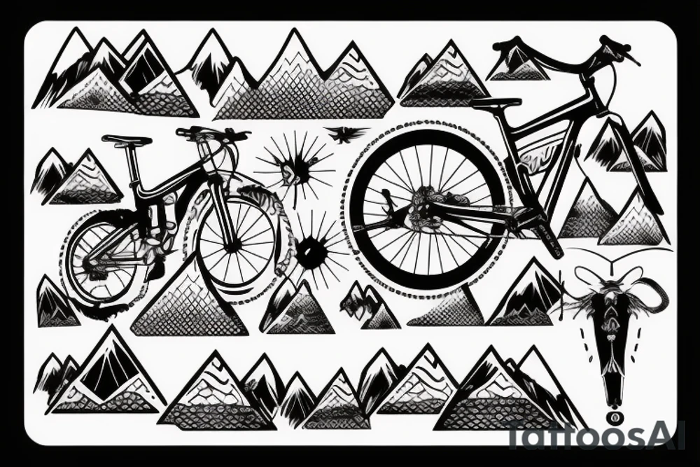Mountain bike with mountains tattoo idea