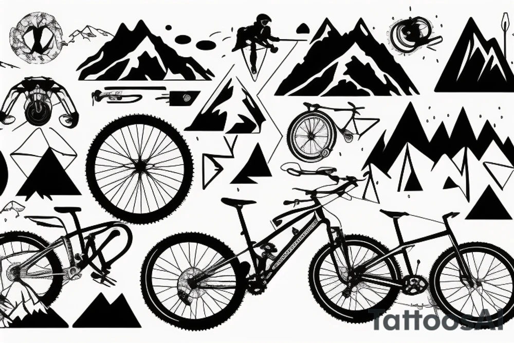 Mountain bike with mountains tattoo idea