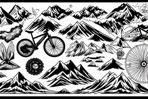 Mountain bike with mountains tattoo idea