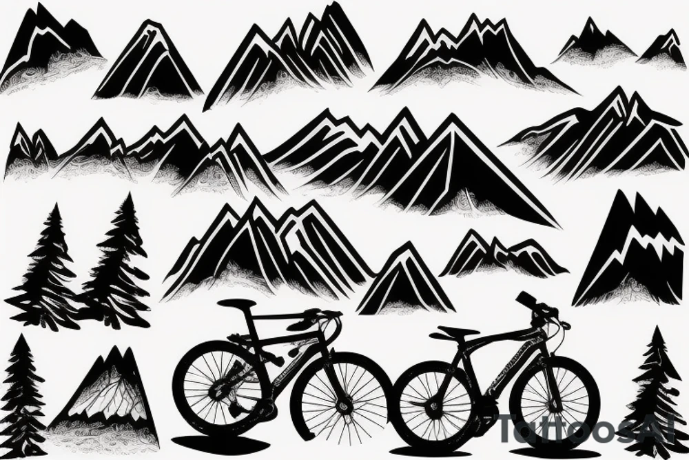 Mountain bike with mountains tattoo idea