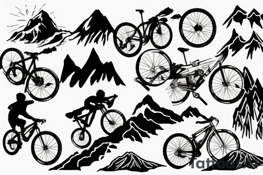 Mountain bike on a mountain tattoo idea