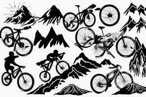 Mountain bike on a mountain tattoo idea