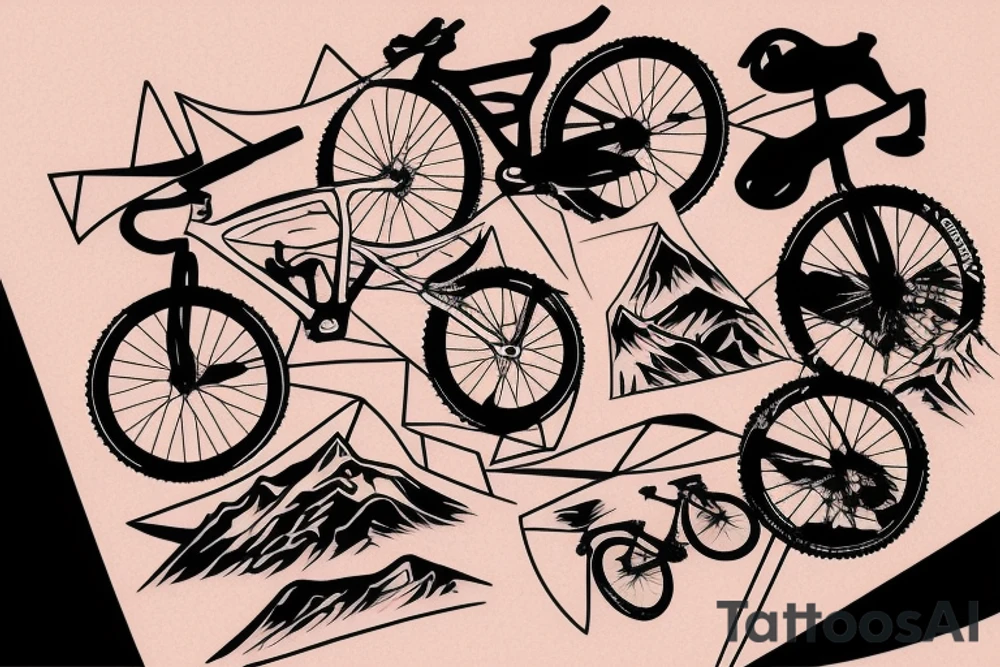 Mountain bike on a mountain tattoo idea