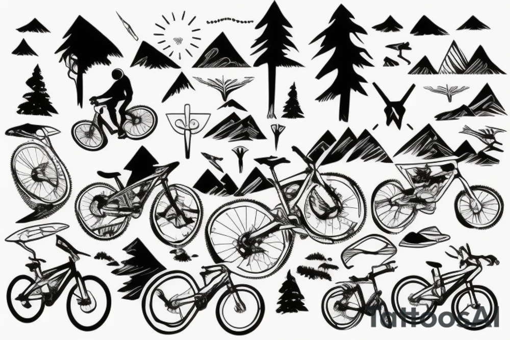 Mountain bike on a mountain tattoo idea