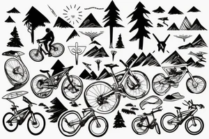 Mountain bike on a mountain tattoo idea