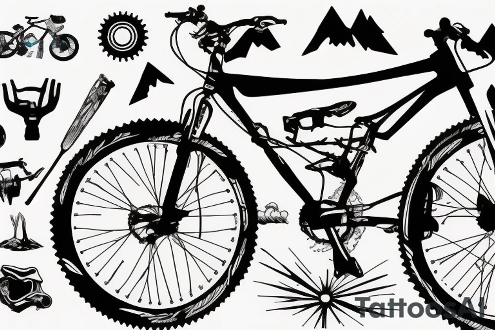Mountain bike on a mountain tattoo idea