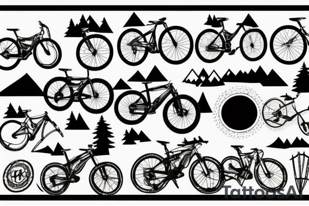 Mountain bike on a mountain tattoo idea