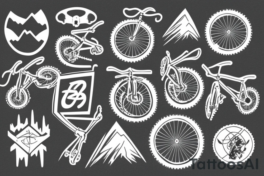Mountain bike on a mountain tattoo idea