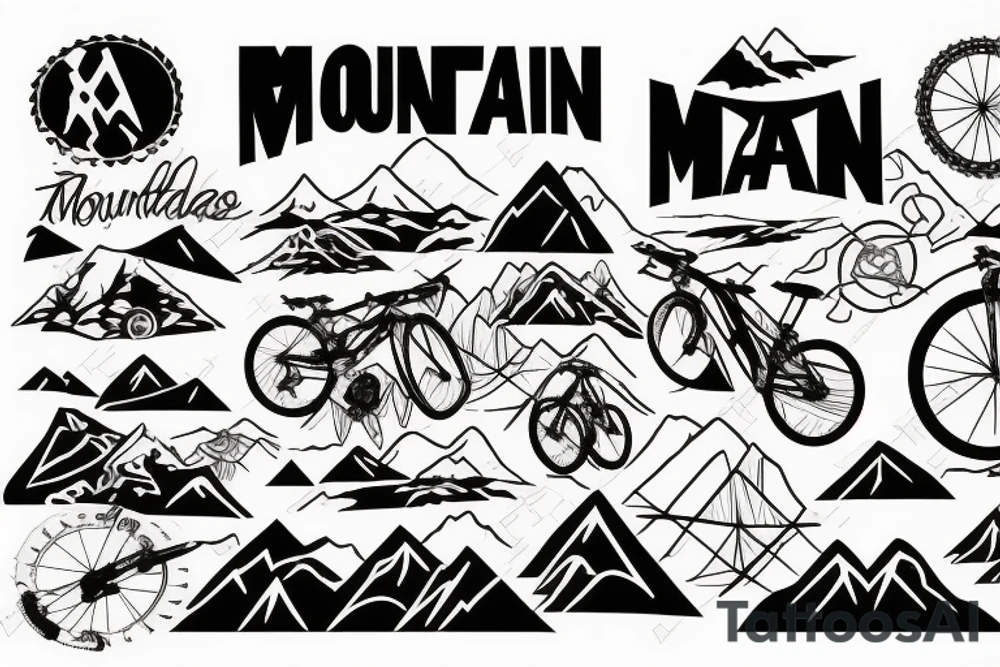 Mountain bike on a mountain tattoo idea