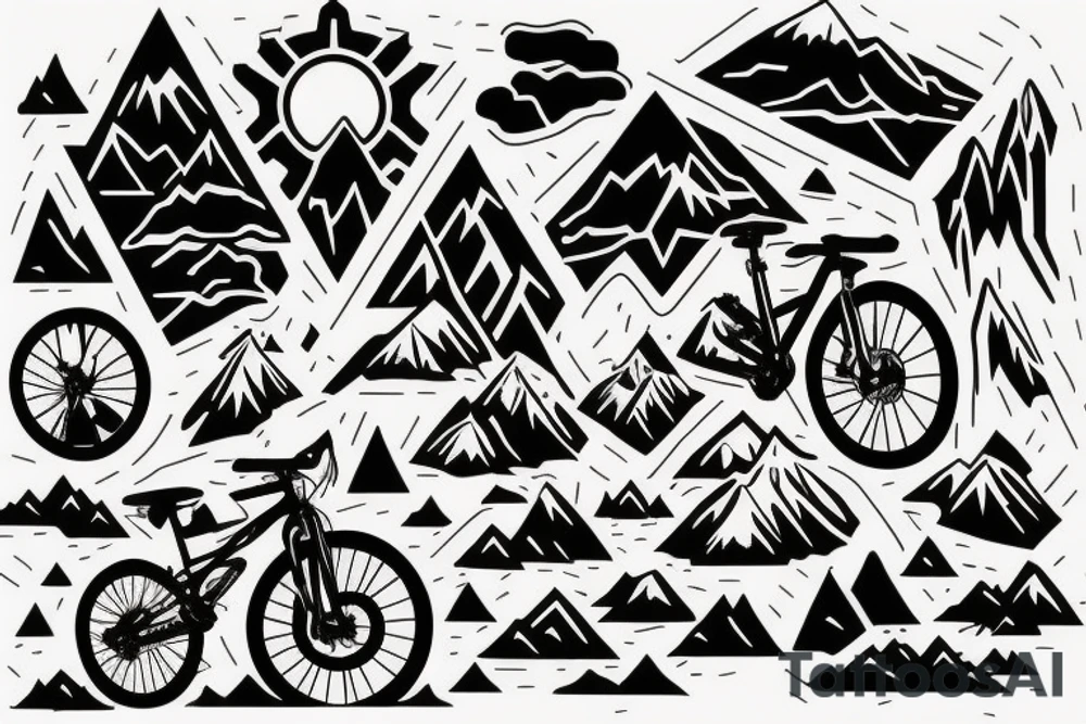 Mountain bike on a mountain tattoo idea