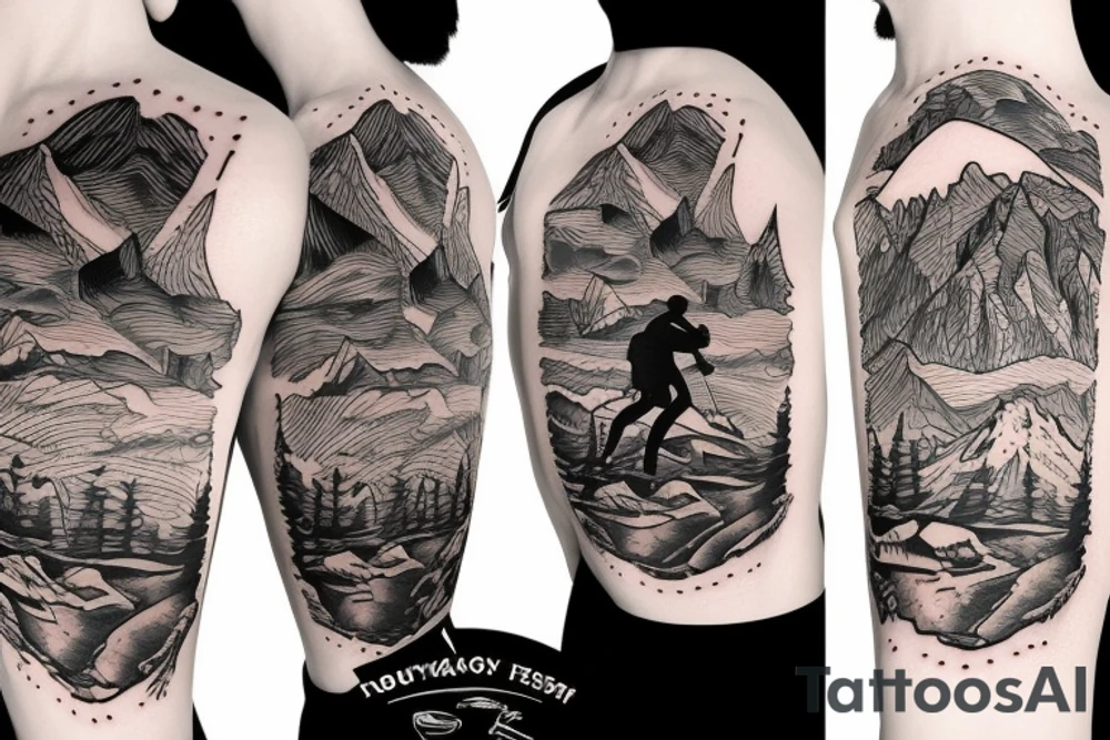 Mountain bike on a mountain tattoo idea