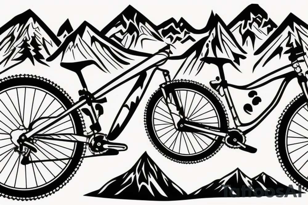 Mountain bike on a mountain tattoo idea