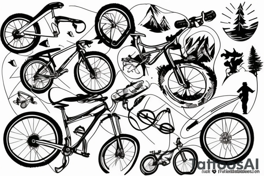 Mountain bike on a mountain tattoo idea