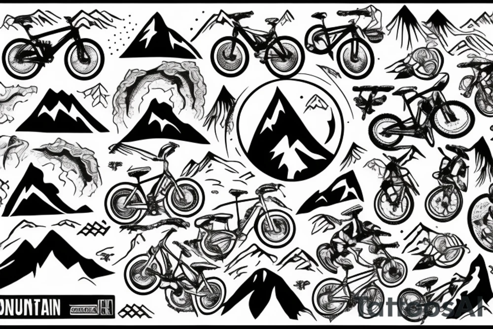 Mountain bike on a mountain tattoo idea