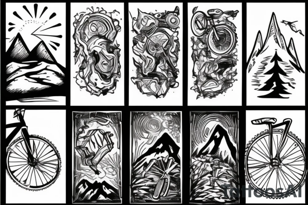 Mountain bike on a mountain tattoo idea