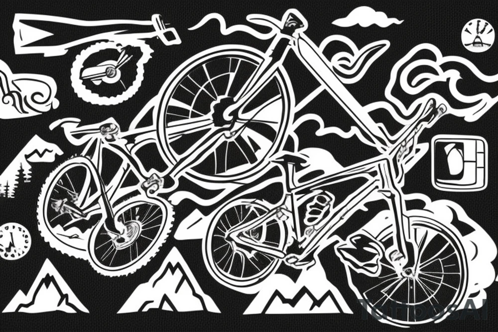 Mountain bike on a mountain tattoo idea