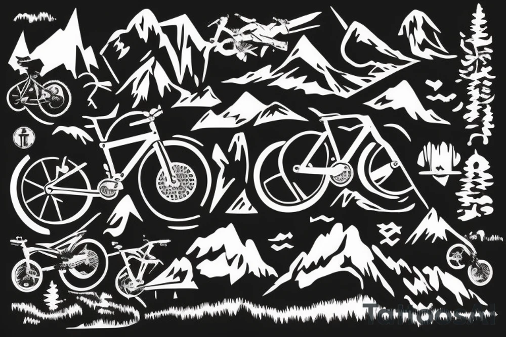 Mountain bike on a mountain tattoo idea